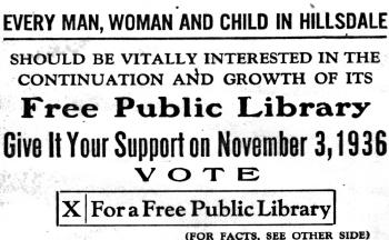 1936 Ballot A Hillsdale Free Public Library