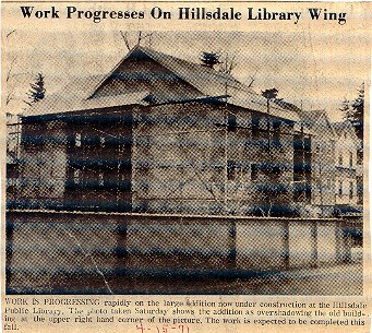 Hillsdale Free Public Library's new wing, 1971