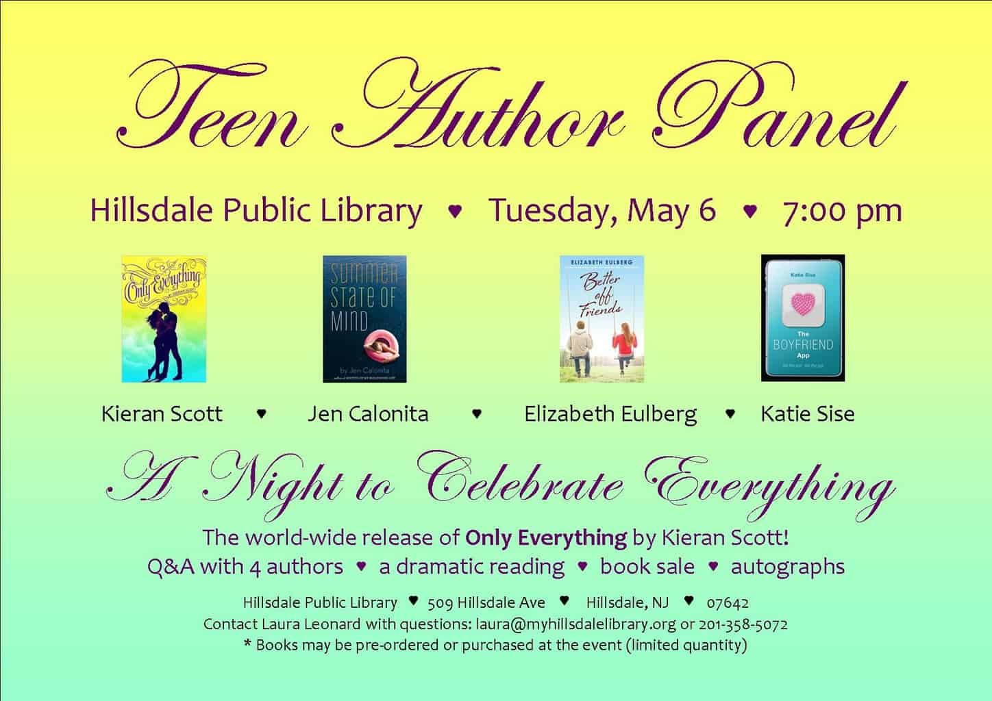 Book Release and Author Panel – May 6