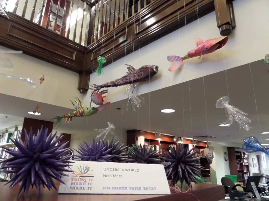 Undersea World created from pizza tins, soda cans, and plastic water bottles