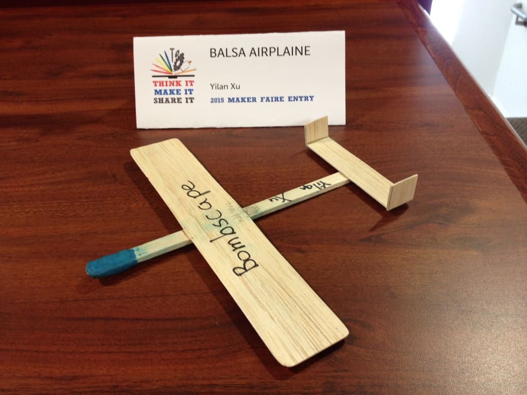 Balsa Airplane at 2015 Makers Faire at HFPL