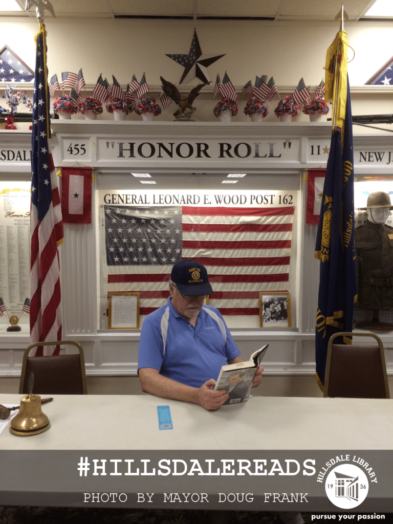 #HILLSDALEREADS Mayor Doug Frank reading at the American Legion Hut