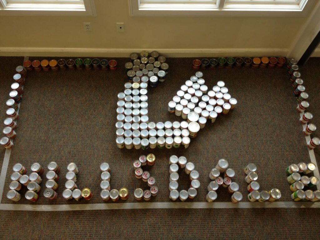 Hillsdale spelled with donated cans