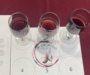 Wine glasses on tasting menu