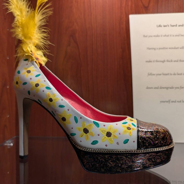 A high heel shoe hand-painted.