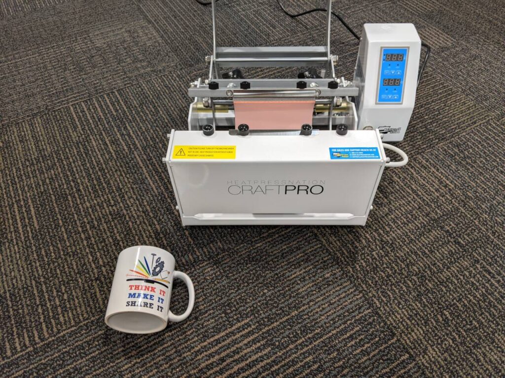 Heat press for mugs.