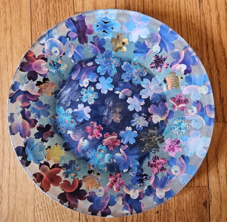 decoupaged glass plate