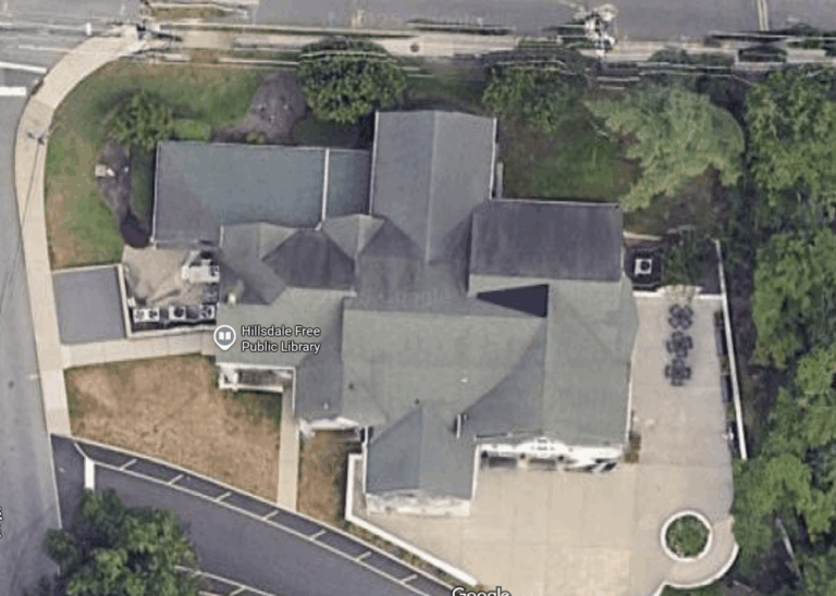A view of the roof of the Hillsdale Free Public Library.