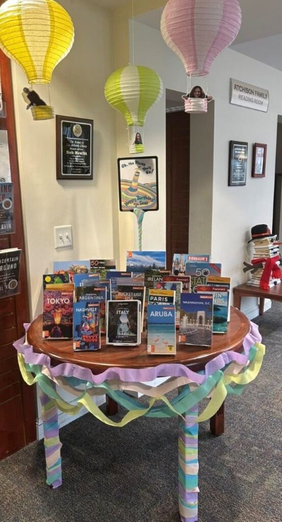 Oh! The Places You'll Go Travel Books Table at Hillsdale Free Public Library