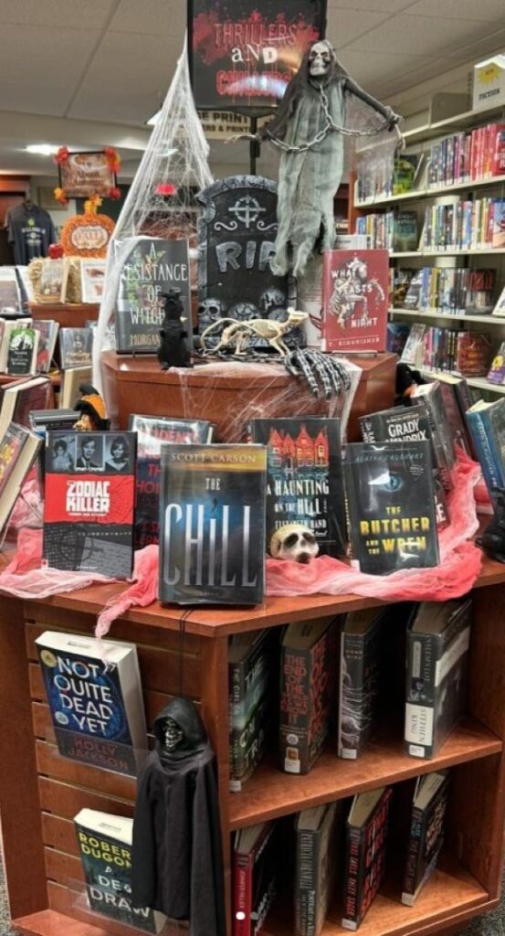 Thrills and Chills Book Table at Hillsdale Free Public Library