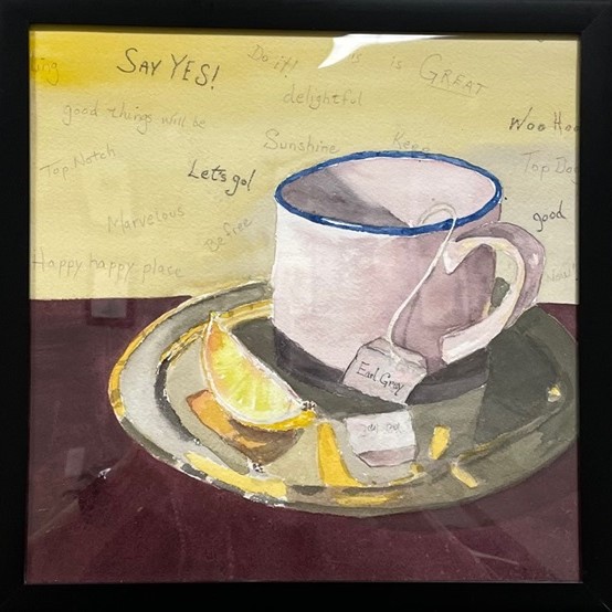 Tea cup painting by Lois Fonde