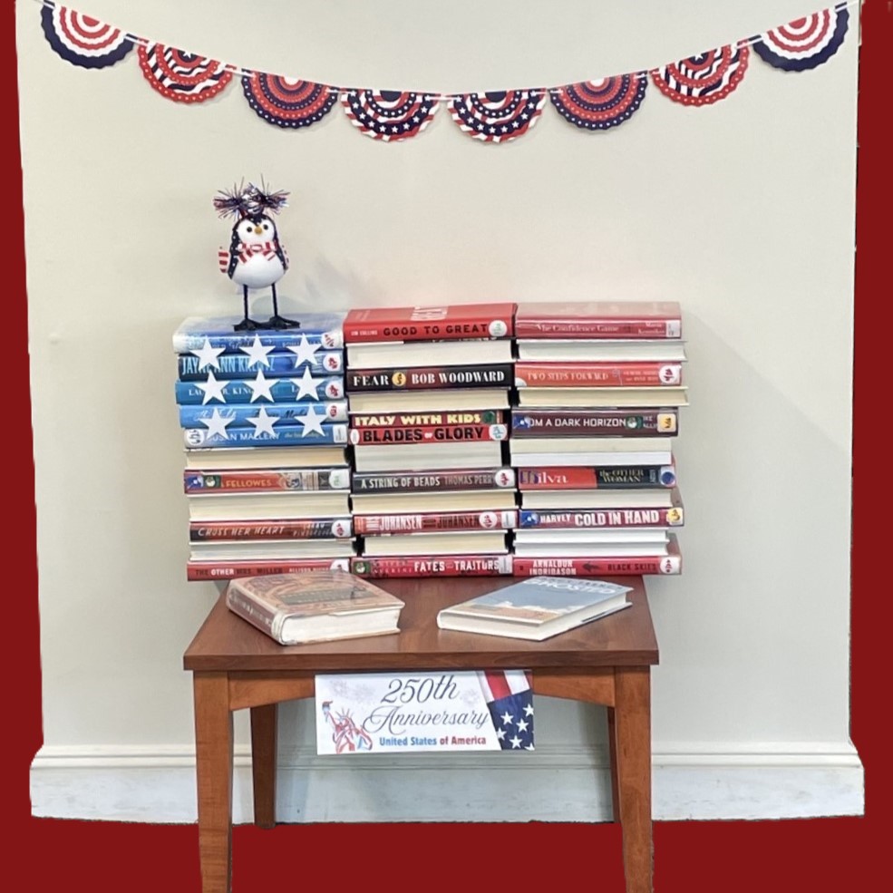 USA flag made from stacked books