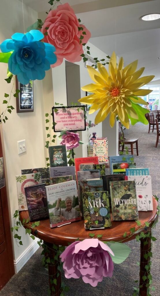 Table with gardening books at the Hillsdale Free Public Library