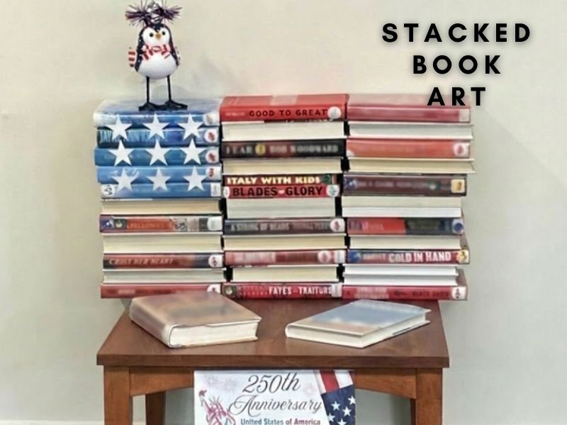 American flag made of stacked books