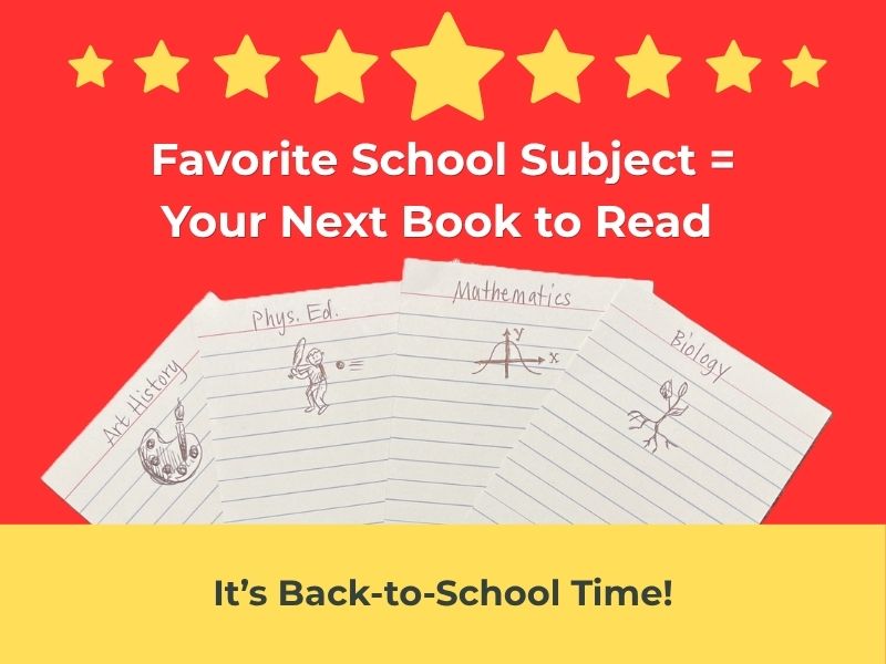 Index cards with school subjects inspiring back-to-school reading