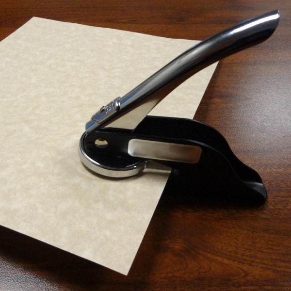 Notary seal being used